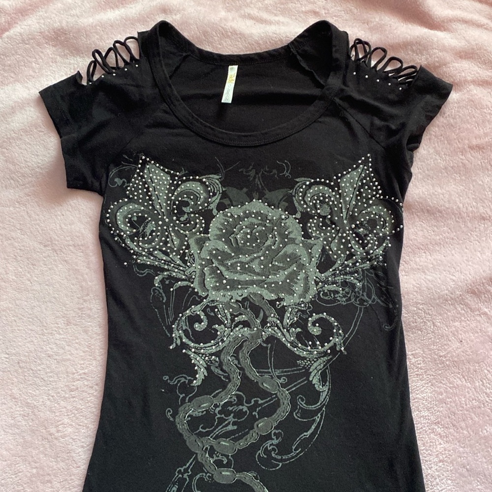 Black Women's Top with Cutout Shoulder
